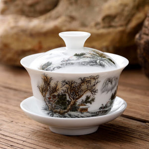 11.11  gaiwan 80cc porcelain tureen Chinese ceramic tea bowl set covered bowl with lid cup saucer China cup bowls acacuss