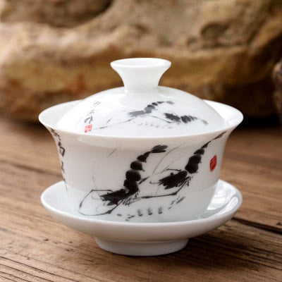 11.11  gaiwan 80cc porcelain tureen Chinese ceramic tea bowl set covered bowl with lid cup saucer China cup bowls acacuss