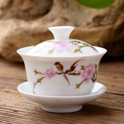11.11  gaiwan 80cc porcelain tureen Chinese ceramic tea bowl set covered bowl with lid cup saucer China cup bowls acacuss