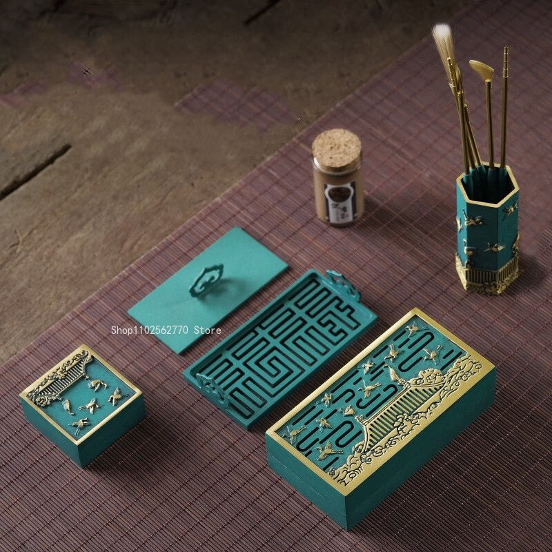 11 Pieces of Incense Seal Set Pure Copper Burning Blue Incense Stove Spoon Shovel Storage Tools DIY Home Fragrant  Seal Supplies acacuss