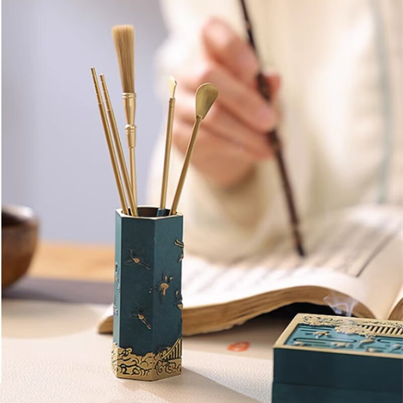 11 Pieces of Incense Seal Set Pure Copper Burning Blue Incense Stove Spoon Shovel Storage Tools DIY Home Fragrant  Seal Supplies acacuss