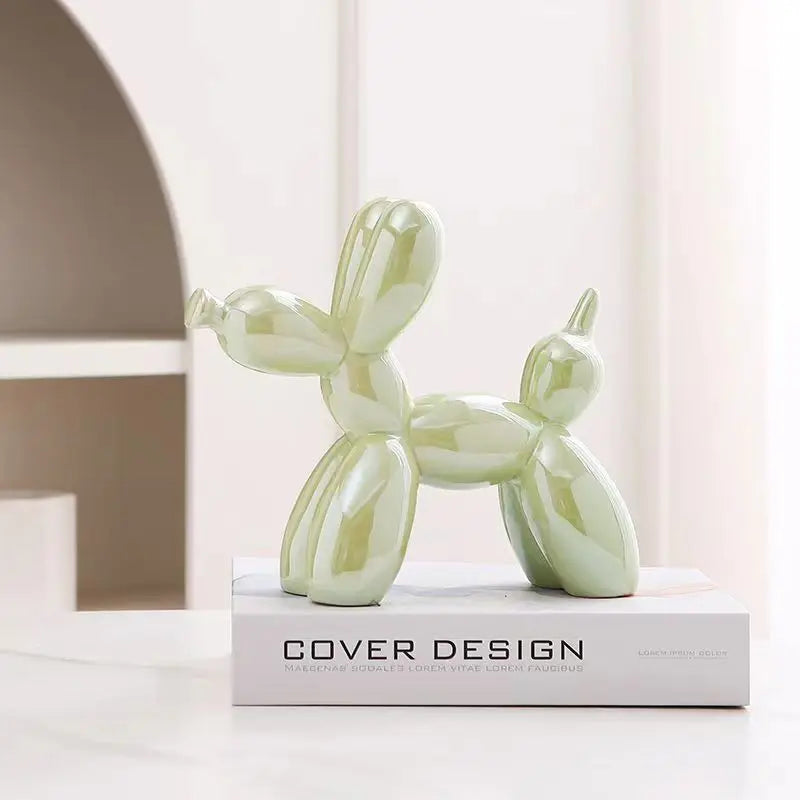 11cm Mini Ceramic Balloon Dog Abstract Ornament Creative Sculpture Study Room Statue Home Office Accessories Festival Decoration acacuss