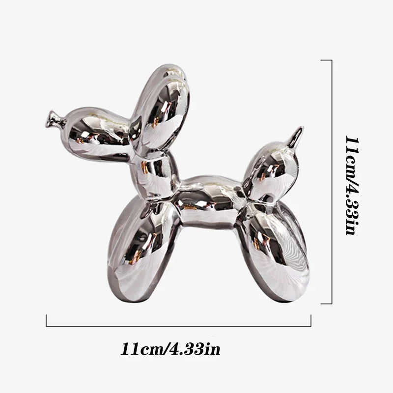11cm Mini Ceramic Balloon Dog Abstract Ornament Creative Sculpture Study Room Statue Home Office Accessories Festival Decoration acacuss