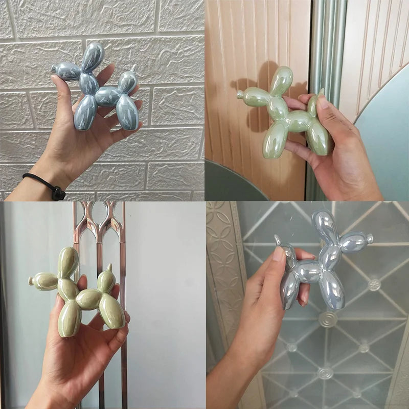 11cm Mini Ceramic Balloon Dog Abstract Ornament Creative Sculpture Study Room Statue Home Office Accessories Festival Decoration acacuss