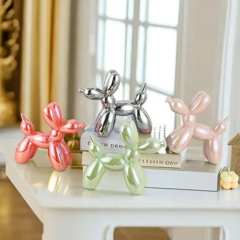 11cm Mini Ceramic Balloon Dog Abstract Ornament Creative Sculpture Study Room Statue Home Office Accessories Festival Decoration acacuss