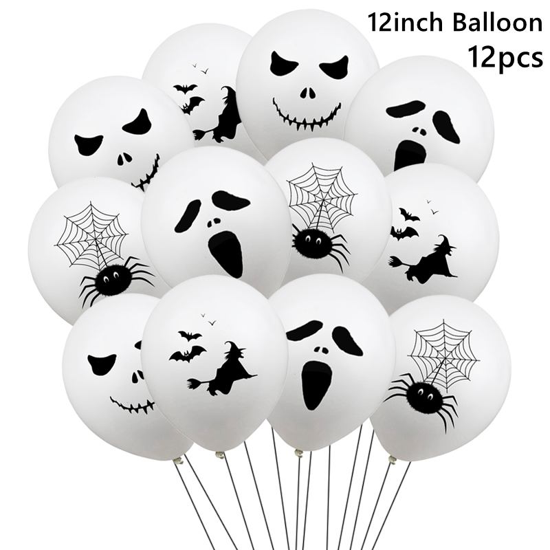 12/1PCS Halloween Ghost Balloons Toys Spider Witch Bat Pumpkin Skeleton Horror Halloween Party Decoration Festival Party Supply acacuss