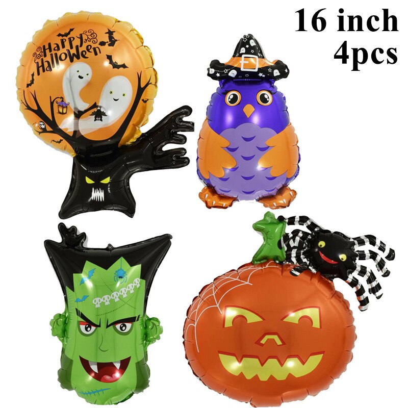 12/1PCS Halloween Ghost Balloons Toys Spider Witch Bat Pumpkin Skeleton Horror Halloween Party Decoration Festival Party Supply acacuss