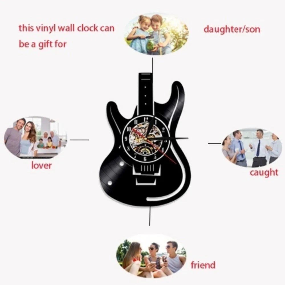 12 Inch European Socket Retro Vinyl Record Wall Clock with RGB LED Lights for Guitar Rock Music Lovers Clocks Wall Home Decor acacuss