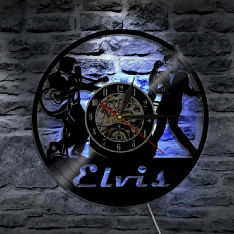 12 Inch European Socket Retro Vinyl Record Wall Clock with RGB LED Lights for Guitar Rock Music Lovers Clocks Wall Home Decor acacuss