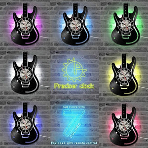 12 Inch European Socket Retro Vinyl Record Wall Clock with RGB LED Lights for Guitar Rock Music Lovers Clocks Wall Home Decor acacuss