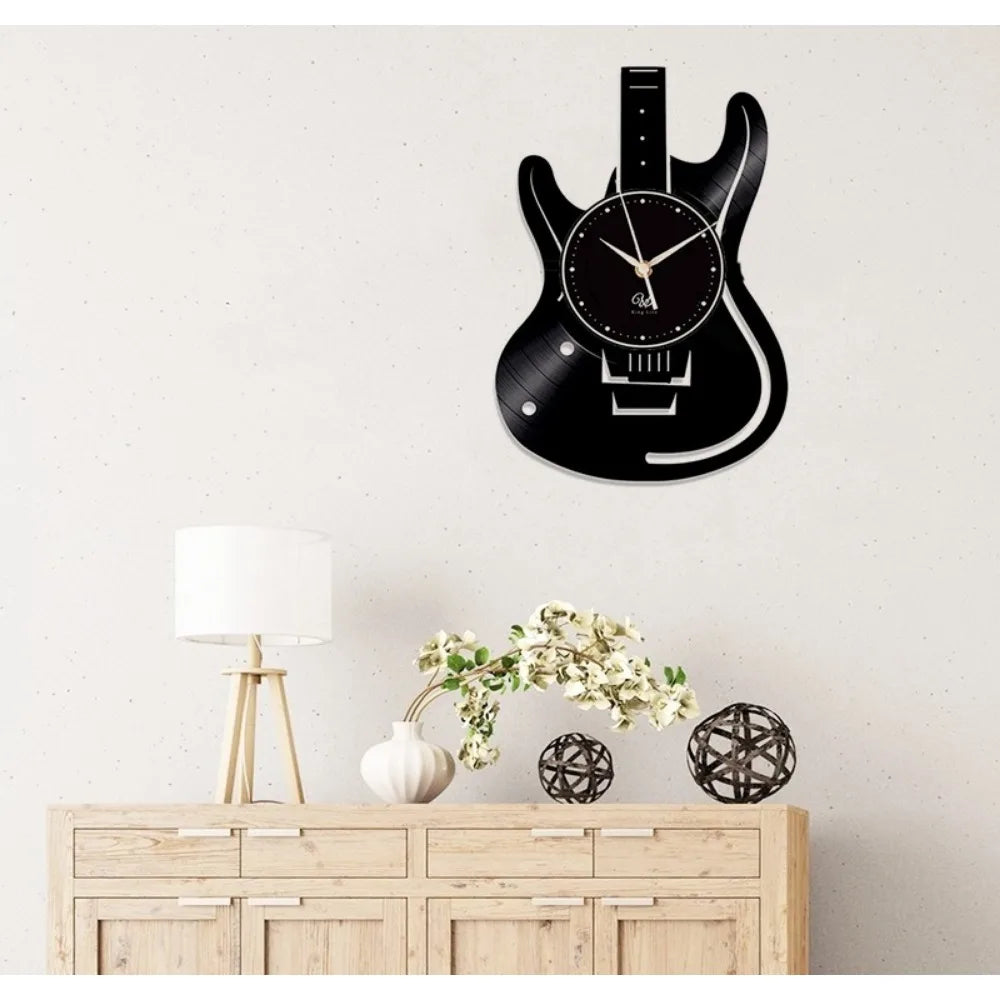12 Inch European Socket Retro Vinyl Record Wall Clock with RGB LED Lights for Guitar Rock Music Lovers Clocks Wall Home Decor acacuss
