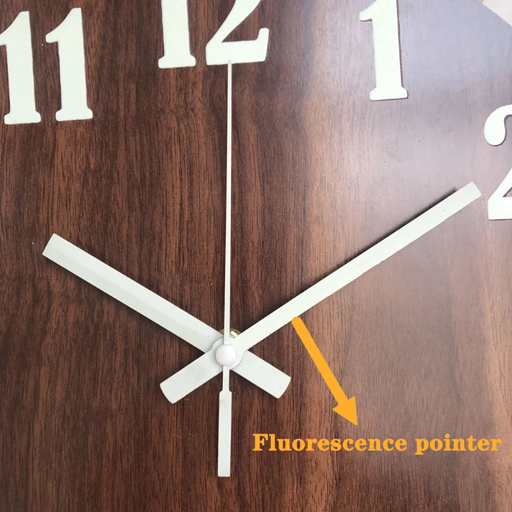 12 Inch Luminous Wall Clock Wood Silent light in dark night Nordic Fashion Wall Clock Non Ticking Clock With Night Light acacuss