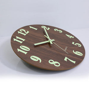 12 Inch Luminous Wall Clock Wood Silent light in dark night Nordic Fashion Wall Clock Non Ticking Clock With Night Light acacuss