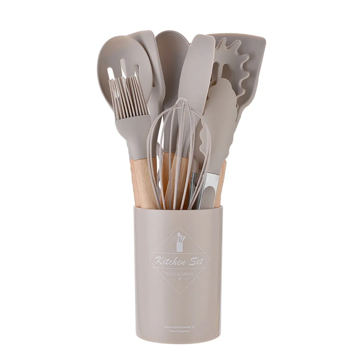 12 Pieces Silicone Kitchen Utensils Set Non-Stick with Wooden Handles Includes Shovel Cooking Utensils Kitchenl Accessories acacuss