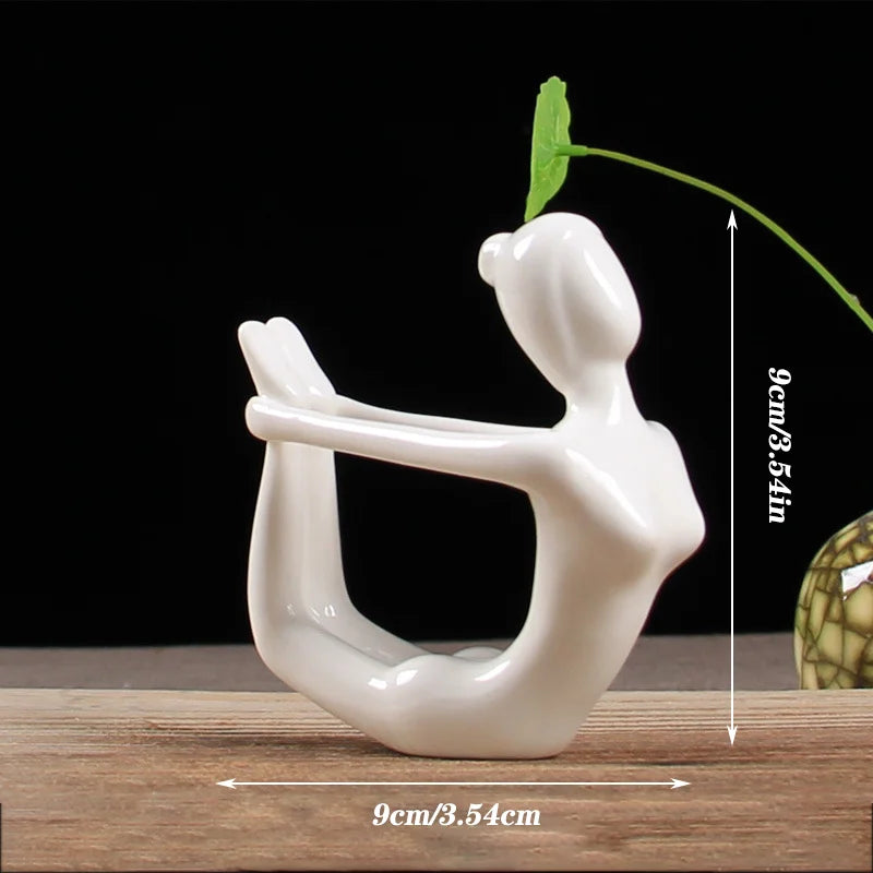 12 Styles Abstract Figure Art Ceramic Yoga Poses Figurine Porcelain Lady Statue Home Yoga Study Studio Decor Ornament  Sculpture acacuss