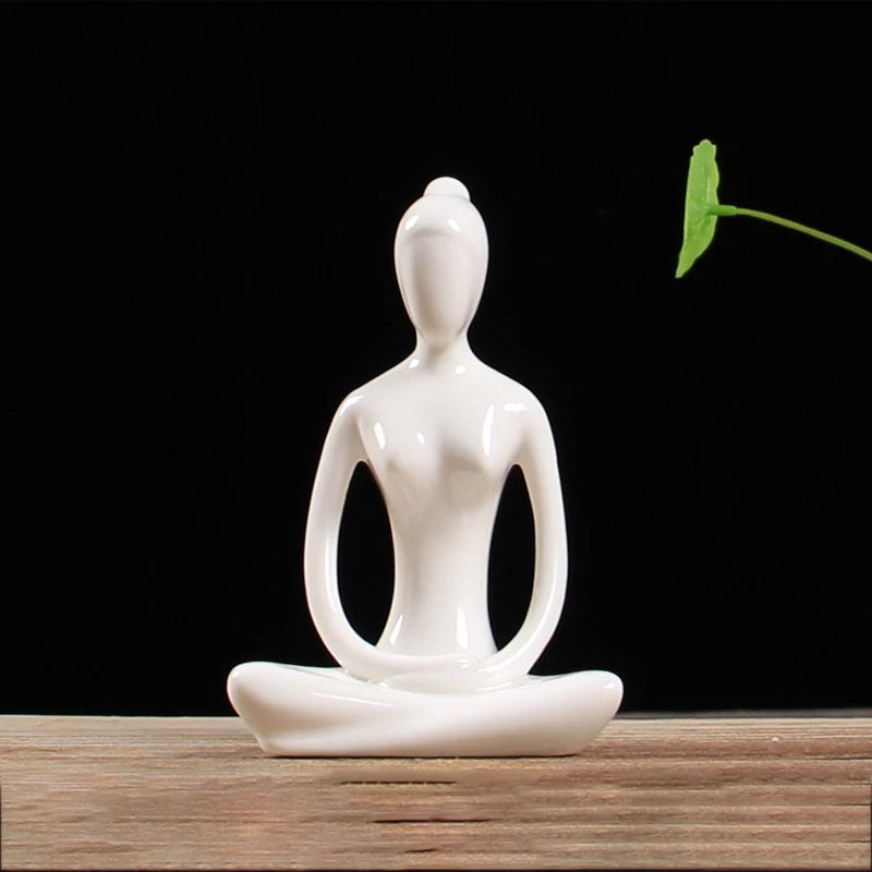 12 Styles Abstract Figure Art Ceramic Yoga Poses Figurine Porcelain Lady Statue Home Yoga Study Studio Decor Ornament  Sculpture acacuss
