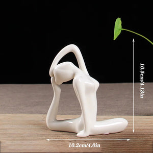 12 Styles Abstract Figure Art Ceramic Yoga Poses Figurine Porcelain Lady Statue Home Yoga Study Studio Decor Ornament  Sculpture acacuss