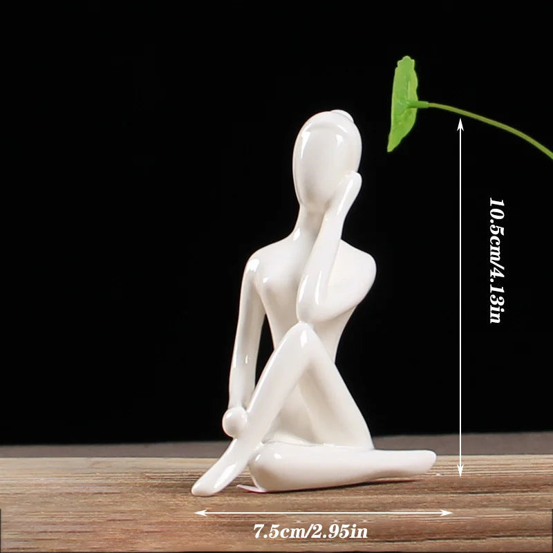12 Styles Abstract Figure Art Ceramic Yoga Poses Figurine Porcelain Lady Statue Home Yoga Study Studio Decor Ornament  Sculpture acacuss