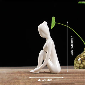 12 Styles Abstract Figure Art Ceramic Yoga Poses Figurine Porcelain Lady Statue Home Yoga Study Studio Decor Ornament  Sculpture acacuss