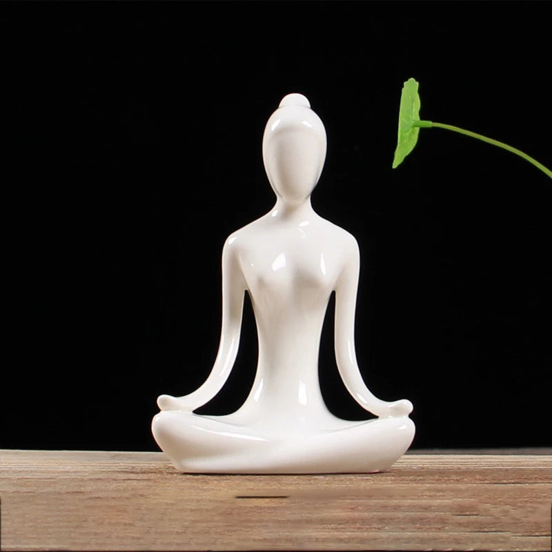 12 Styles Abstract Figure Art Ceramic Yoga Poses Figurine Porcelain Lady Statue Home Yoga Study Studio Decor Ornament  Sculpture acacuss