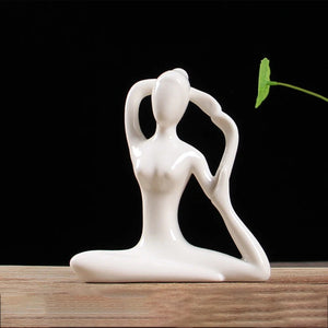 12 Styles Abstract Figure Art Ceramic Yoga Poses Figurine Porcelain Lady Statue Home Yoga Study Studio Decor Ornament  Sculpture acacuss