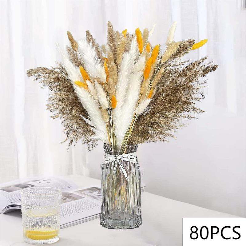 125PCS Fluffy Pampas Dried Flowers Bouquet Autumn Christmas Home Decoration Bunny Tail Grass Artifical Flower Boho Wedding Decor acacuss