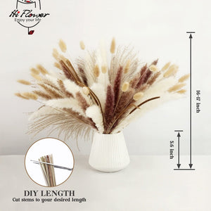 125PCS Fluffy Pampas Dried Flowers Bouquet Autumn Christmas Home Decoration Bunny Tail Grass Artifical Flower Boho Wedding Decor acacuss