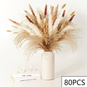 125PCS Fluffy Pampas Dried Flowers Bouquet Autumn Christmas Home Decoration Bunny Tail Grass Artifical Flower Boho Wedding Decor acacuss