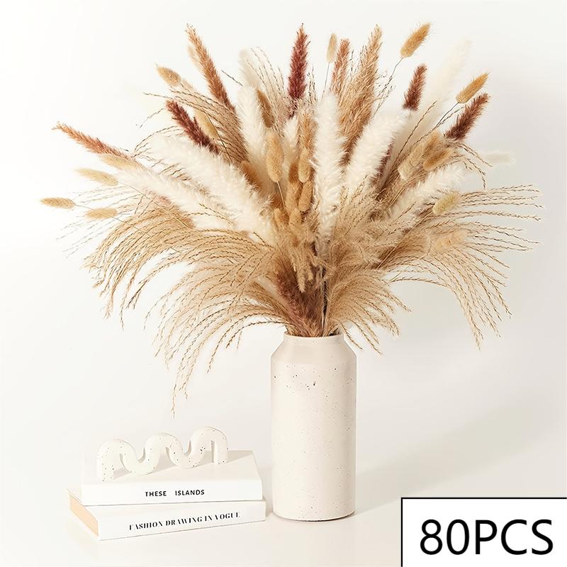 125PCS Fluffy Pampas Dried Flowers Bouquet Autumn Christmas Home Decoration Bunny Tail Grass Artifical Flower Boho Wedding Decor acacuss