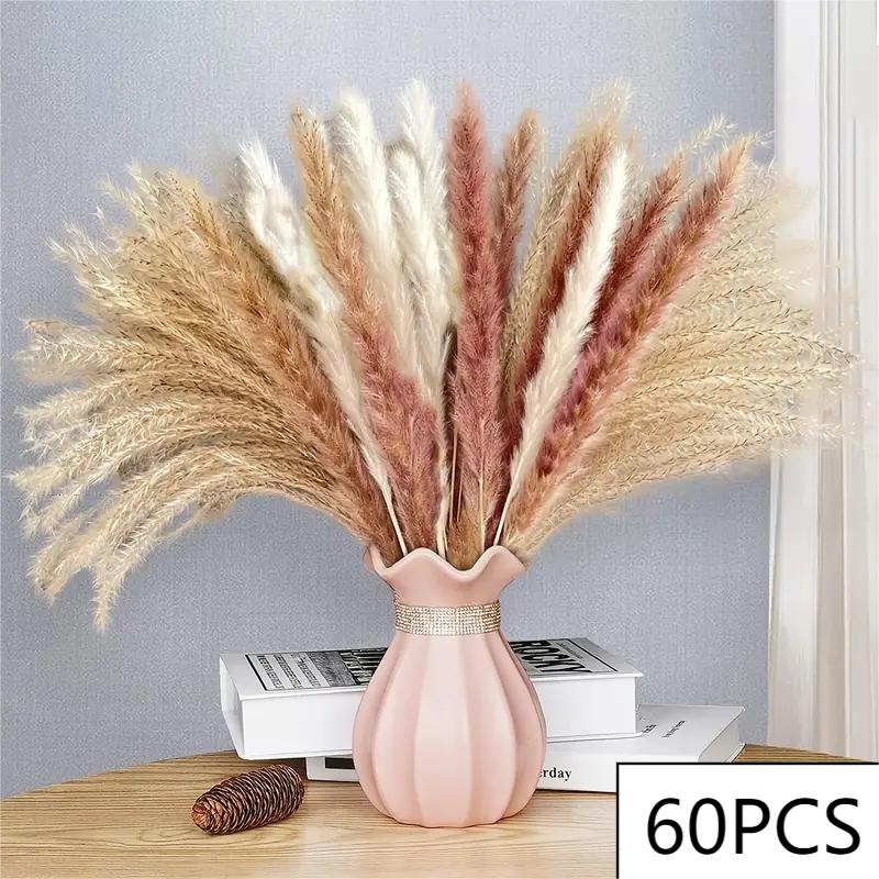 125PCS Fluffy Pampas Dried Flowers Bouquet Autumn Christmas Home Decoration Bunny Tail Grass Artifical Flower Boho Wedding Decor acacuss