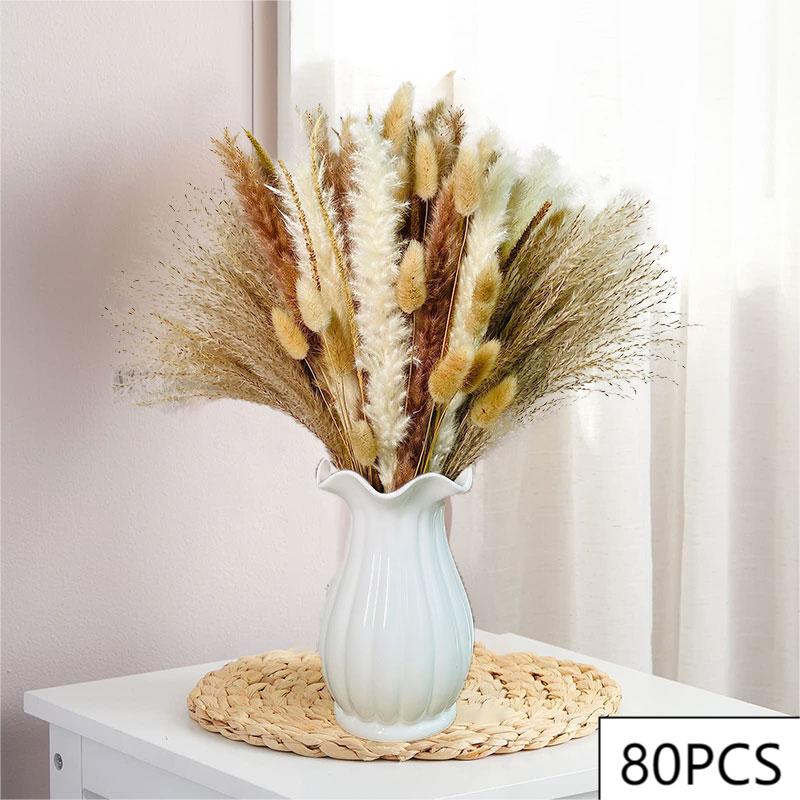 Natural Dried Pampas Grass Bonquet, Boho Home Decor Bouquet, Dried Flowers  for Wedding Floral Arrangements Wall Bathroom Decor