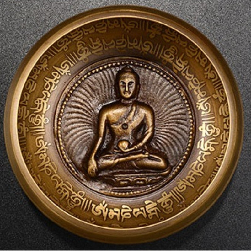 12CM Nepal Handmade Singing Bowls Set Buddha Mantra Design Tibetan Sound Bowl for Yoga Chanting Meditation Decoracion acacuss