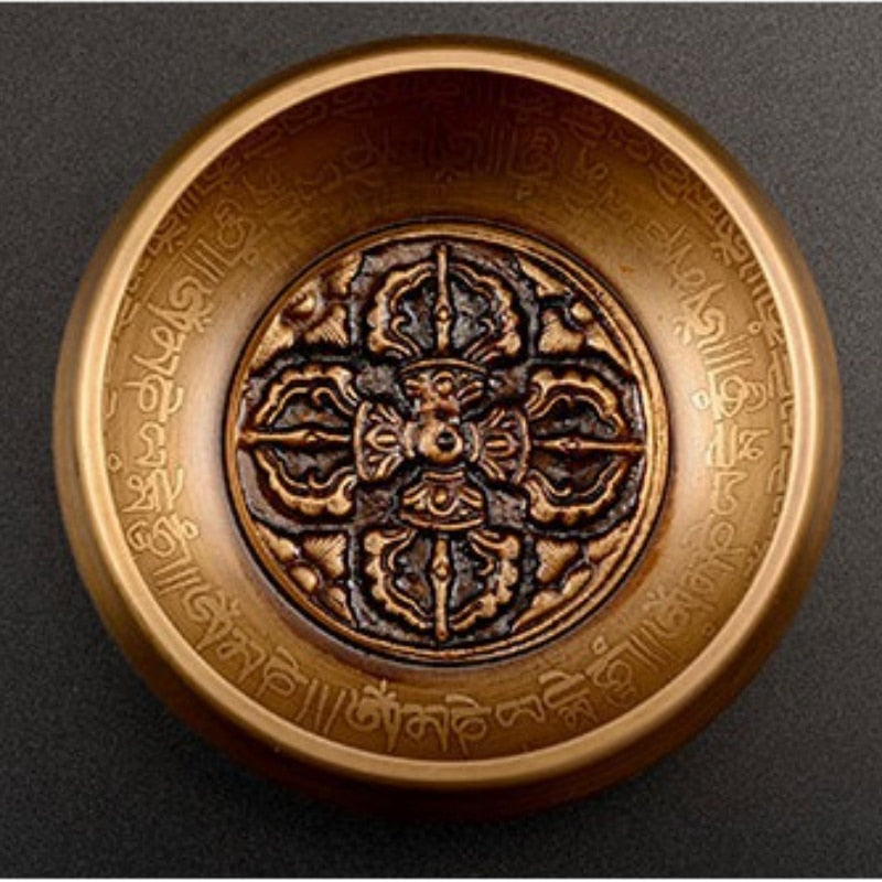 12CM Nepal Handmade Singing Bowls Set Buddha Mantra Design Tibetan Sound Bowl for Yoga Chanting Meditation Decoracion acacuss