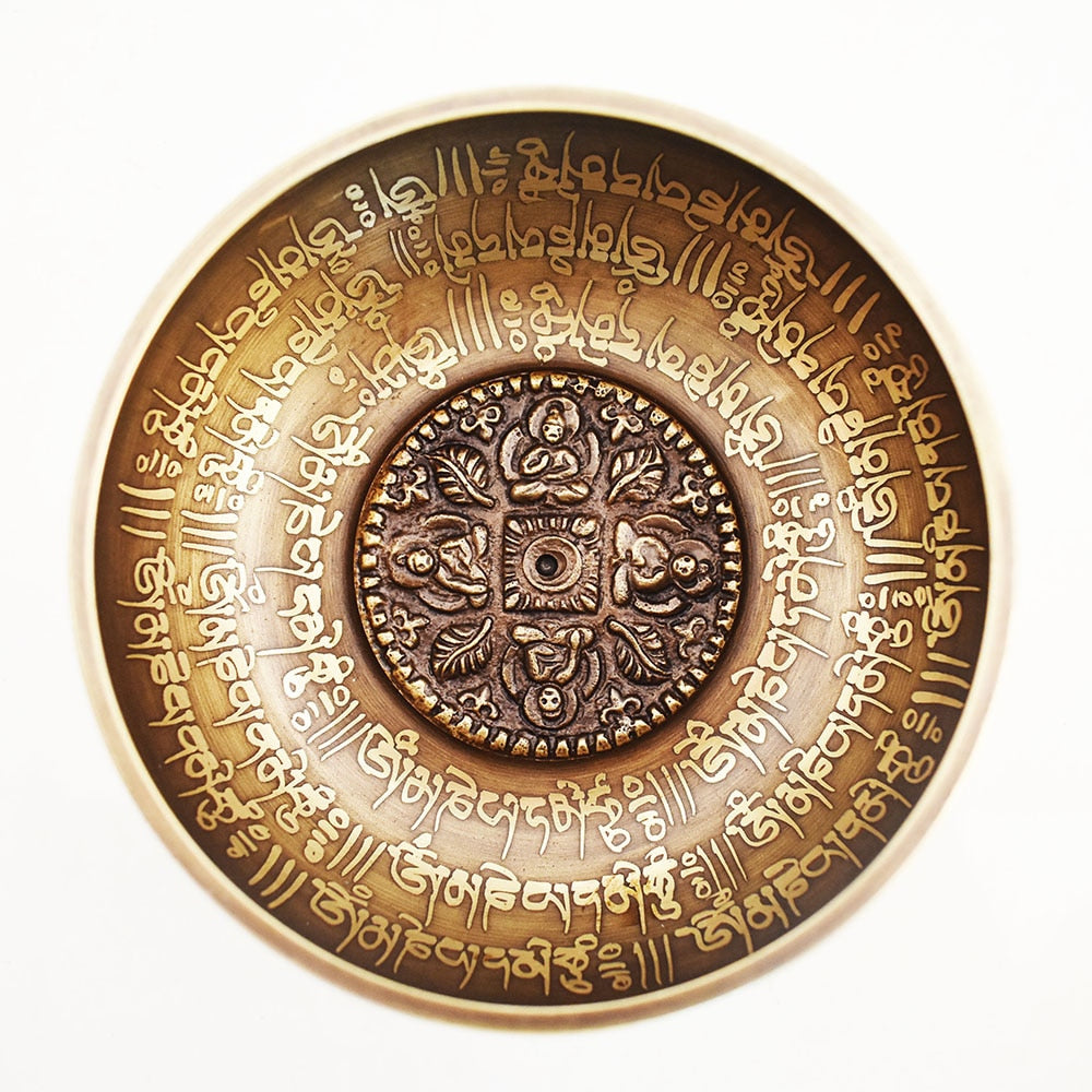 12CM Nepal Handmade Singing Bowls Set Buddha Mantra Design Tibetan Sound Bowl for Yoga Chanting Meditation Decoracion acacuss