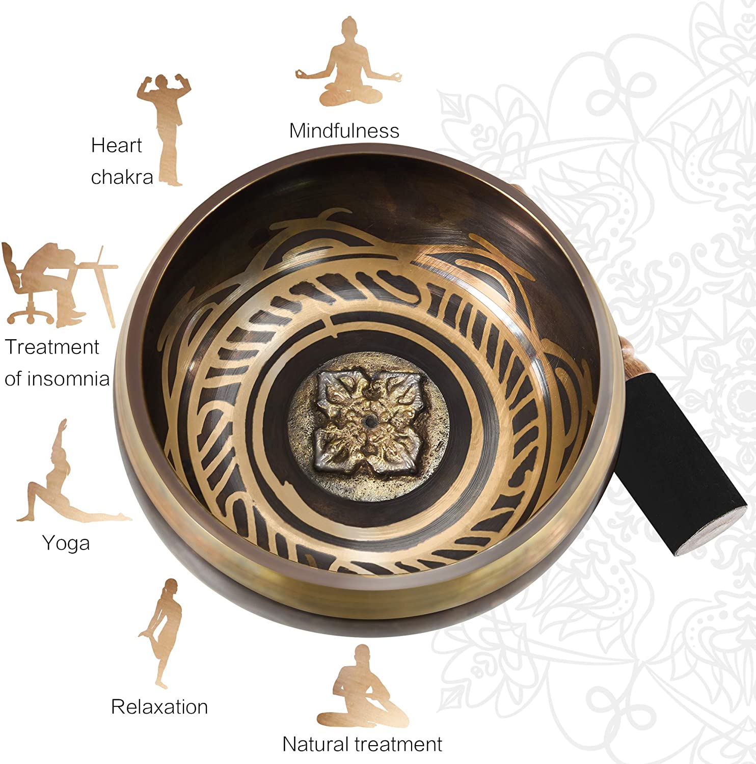 12CM Nepal Handmade Singing Bowls Set Buddha Mantra Design Tibetan Sound Bowl for Yoga Chanting Meditation Decoracion acacuss