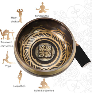 12CM Nepal Handmade Singing Bowls Set Buddha Mantra Design Tibetan Sound Bowl for Yoga Chanting Meditation Decoracion acacuss