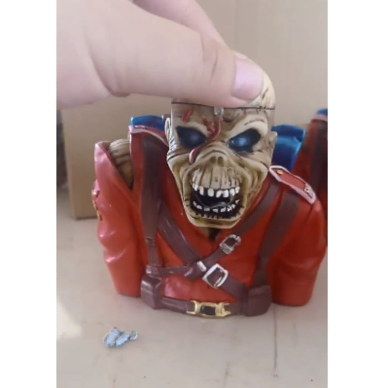 12cm IronMaiden Band Skull Bust Ornaments Resin Crafts Figures Halloween Rock Legend Sculpture Desk Accessories Toy Home Decor acacuss