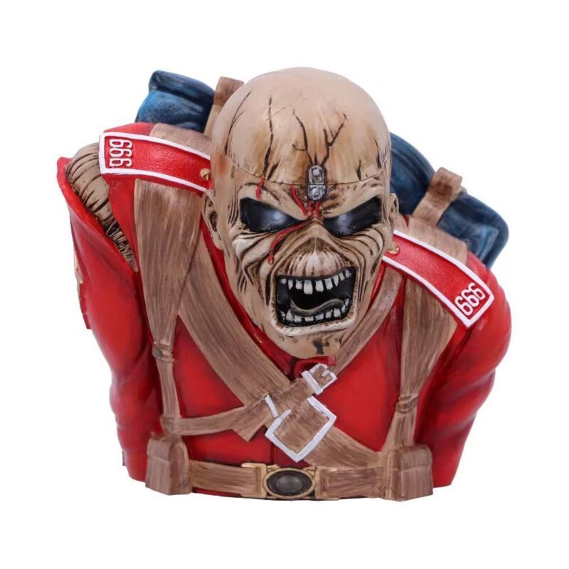 12cm IronMaiden Band Skull Bust Ornaments Resin Crafts Figures Halloween Rock Legend Sculpture Desk Accessories Toy Home Decor acacuss