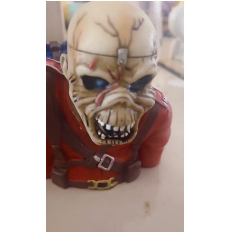 12cm IronMaiden Band Skull Bust Ornaments Resin Crafts Figures Halloween Rock Legend Sculpture Desk Accessories Toy Home Decor acacuss