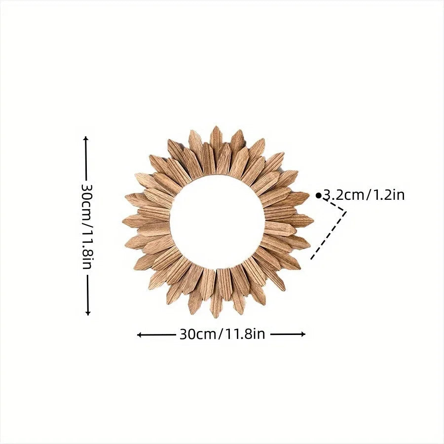 12inch Rustic Wooden Farmhouse Decorative Mirror Wall Mounted Vanity Mirror acacuss