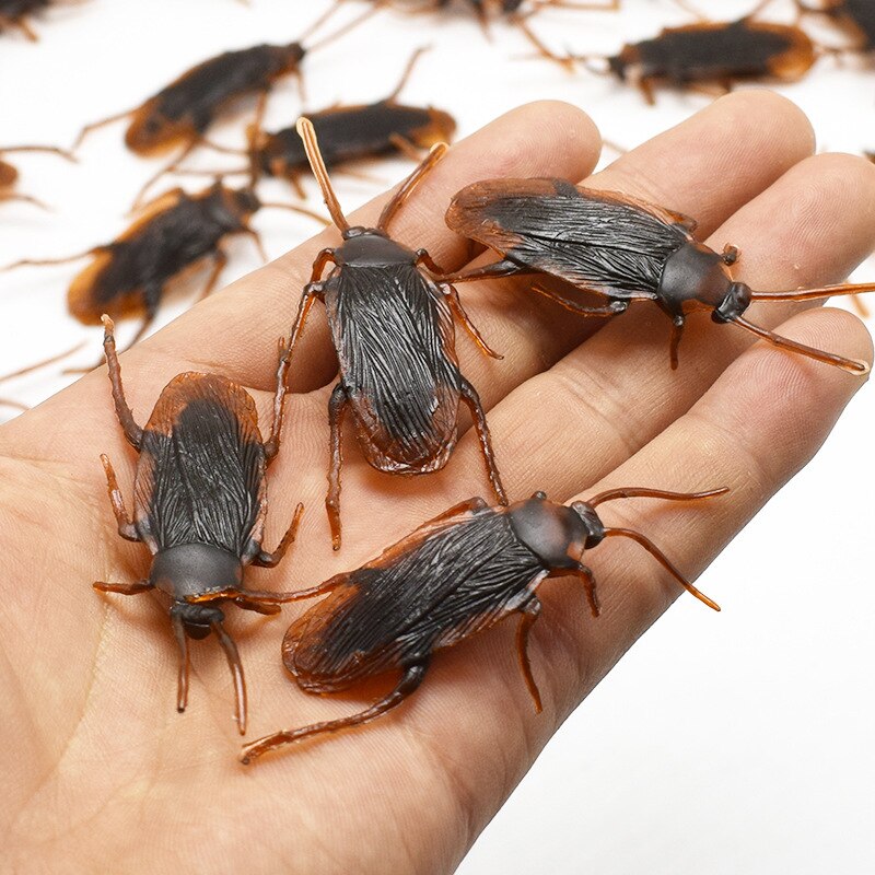 12pcs Artificial Fake Cockroach Halloween Props Funny Trick Joke Toys Lifelike Roaches Bug Halloween Spoof Decoration Gift acacuss