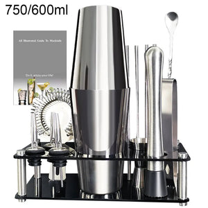 13-22Pcs 750ml 600ml Boston Cocktail Shaker Bar Tools Wine Mixer Set Bartender Cocktail Shaker Tool Kit with Holder acacuss