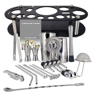 13-22Pcs 750ml 600ml Boston Cocktail Shaker Bar Tools Wine Mixer Set Bartender Cocktail Shaker Tool Kit with Holder acacuss