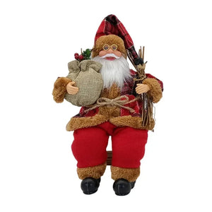 14'' Sitting Santa Claus Figurines Christmas Figure Decorations Hanging Xmas Tree Ornaments Santa Doll Toy Collectible 69HF acacuss