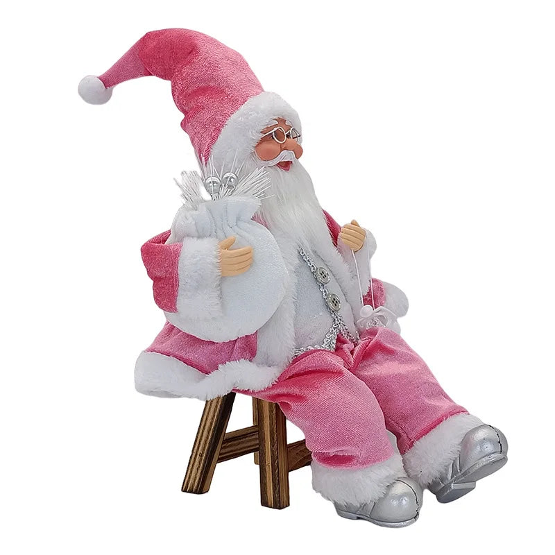 14'' Sitting Santa Claus Figurines Christmas Figure Decorations Hanging Xmas Tree Ornaments Santa Doll Toy Collectible 69HF acacuss