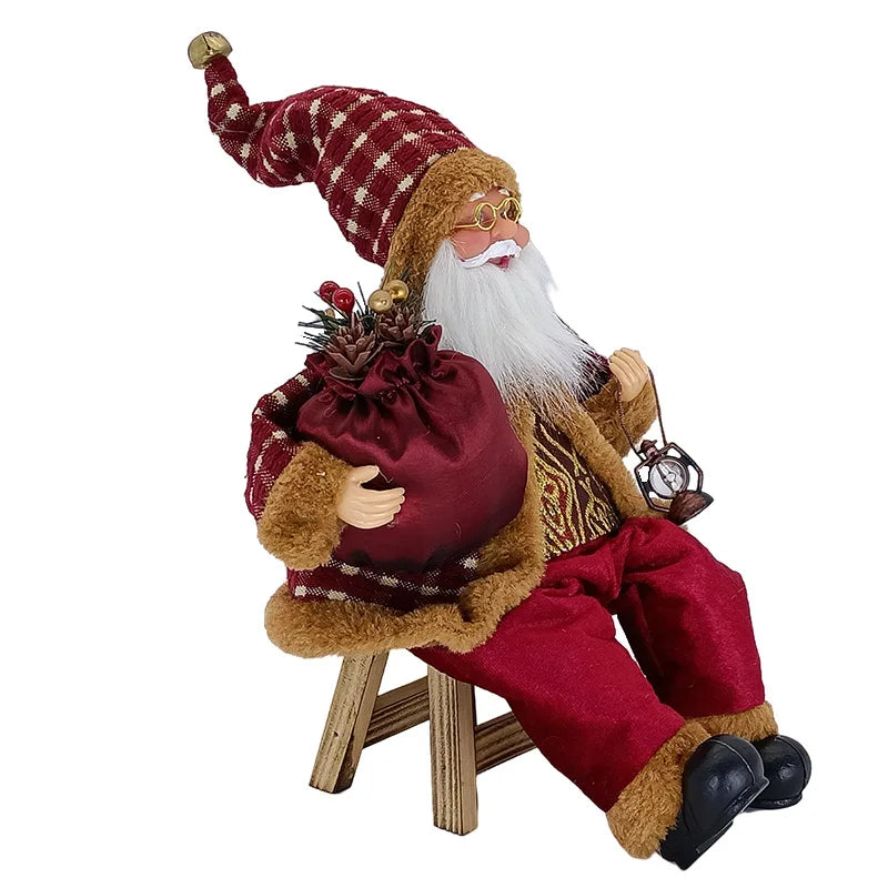 14'' Sitting Santa Claus Figurines Christmas Figure Decorations Hanging Xmas Tree Ornaments Santa Doll Toy Collectible 69HF acacuss