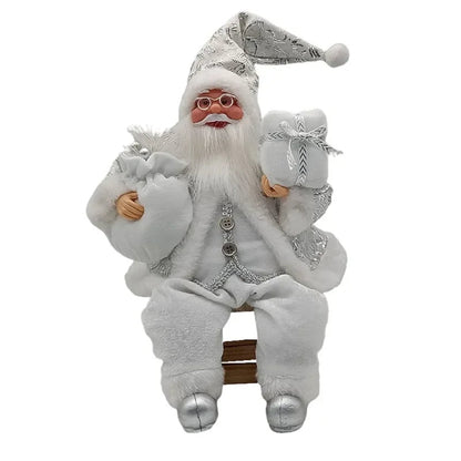 14'' Sitting Santa Claus Figurines Christmas Figure Decorations Hanging Xmas Tree Ornaments Santa Doll Toy Collectible 69HF acacuss