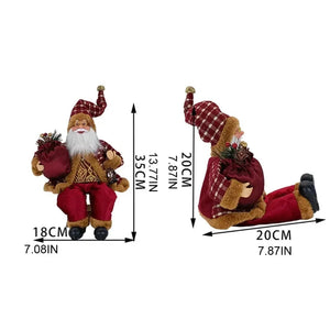 14'' Sitting Santa Claus Figurines Christmas Figure Decorations Hanging Xmas Tree Ornaments Santa Doll Toy Collectible 69HF acacuss