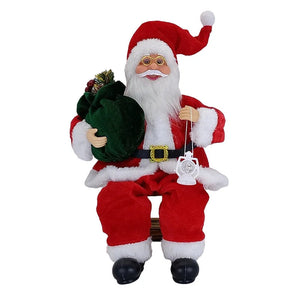 14'' Sitting Santa Claus Figurines Christmas Figure Decorations Hanging Xmas Tree Ornaments Santa Doll Toy Collectible 69HF acacuss