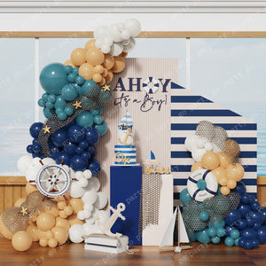 143pcs Nautical Sailing Theme Sea Blue Navy Blue Balloon Garland Arch Kit Kids Boy Birthday Wedding Party Baby Shower Decoration acacuss